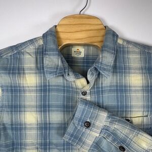 Marine Layer Men's Button Up Flannel Blue White Gorpcore‎ Outdoors Sz Marge